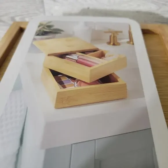 Brightroom Square Swivel Hinge Bamboo Countertop Organizer 6x6x4 - Picture 6 of 6